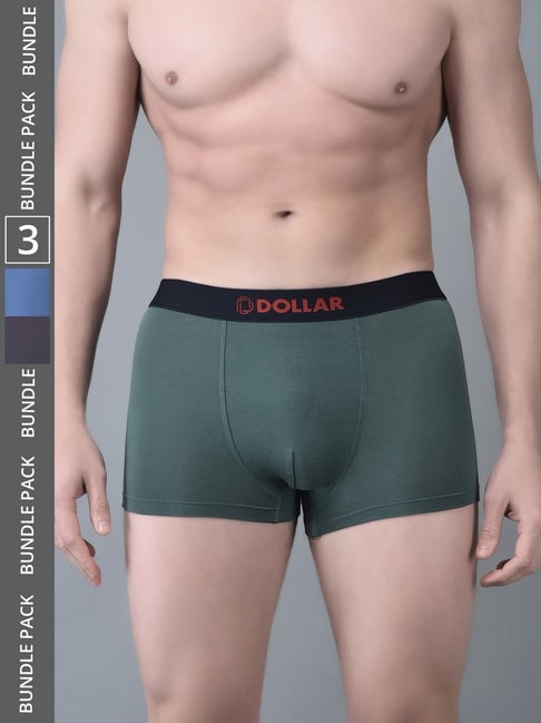 Dollar Bigboss Assorted Cotton Regular Fit Trunks - Pack Of 3-picture-18