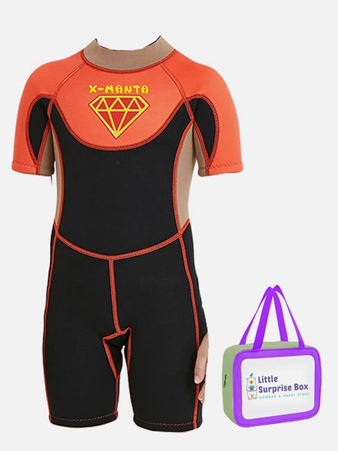 Little Surprise Box Kids Orange Printed Swimsuit with Swim Bag-picture-30