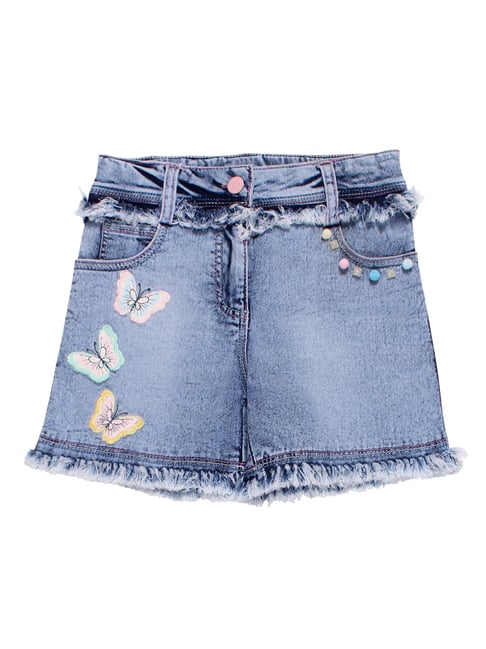 Cutecumber Kids Blue Embroidered Shorts