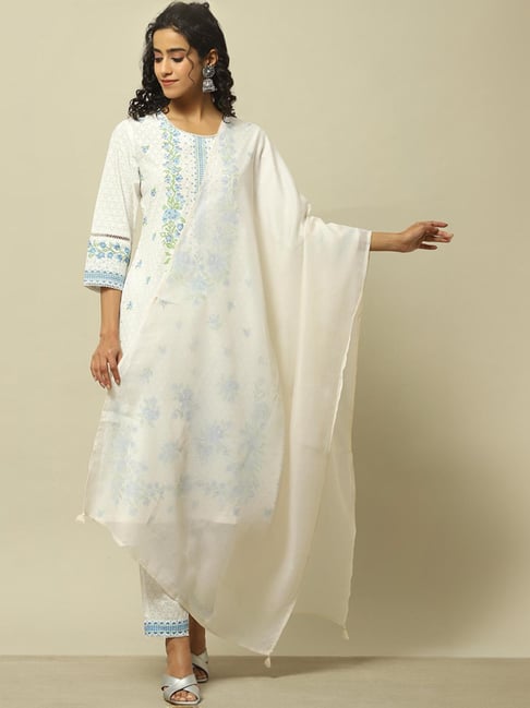 Rangriti Off-White Woven Pattern Dupatta