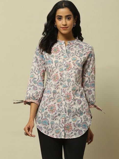 Rangriti Beige Cotton Printed Tunic-picture-26