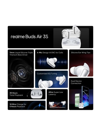 realme Buds Air 3S with Dual Device Pairing and 30hrs Total