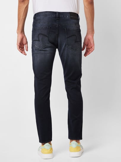 Buy Spykar Carbon Black Slim Fit Lightly Washed Jeans for Men's
