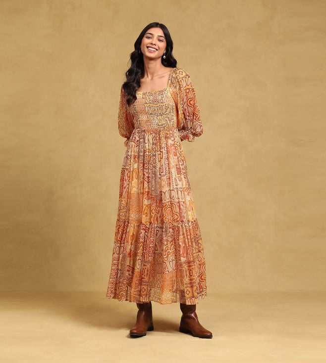 ritu kumar orange dress Buy Orange Floral Print Dress by Designer RITU KUMAR Online at Ogaan.com