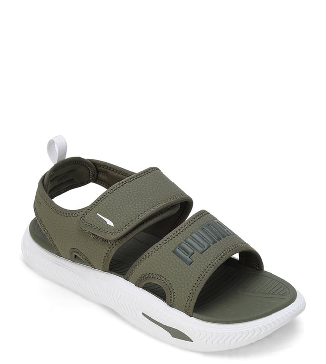 Buy Puma Men s Dark Olive White Floater Sandals Online Tata CLiQ Luxury