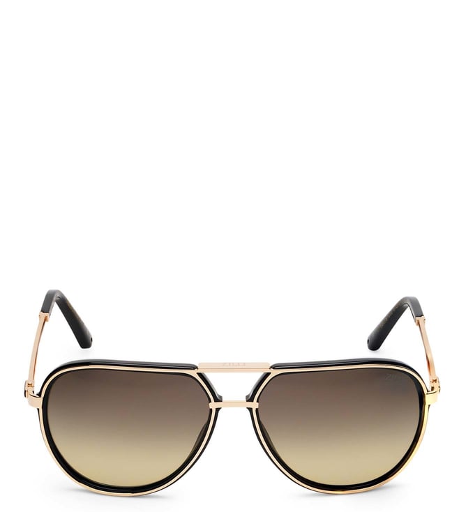 ZILLI Black 100% UV Protected Lens Gold Aviator Sunglasses for Men-ZI65078 C02