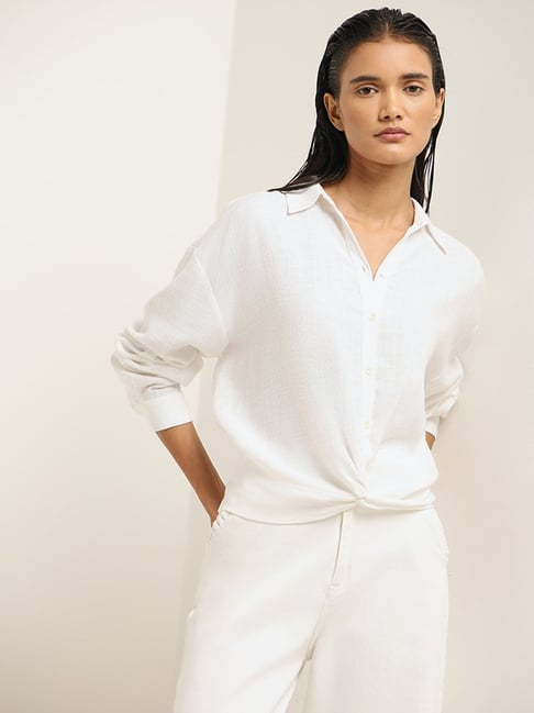Buy LOV by Westside White Plain Shirt for Online @ Tata CLiQ