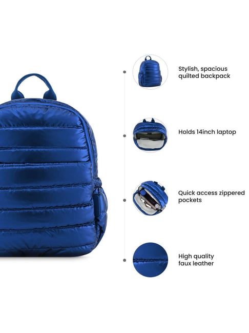 Buy Fastrack Blue Faux Leather Quilted Backpack Online At Best Price ...