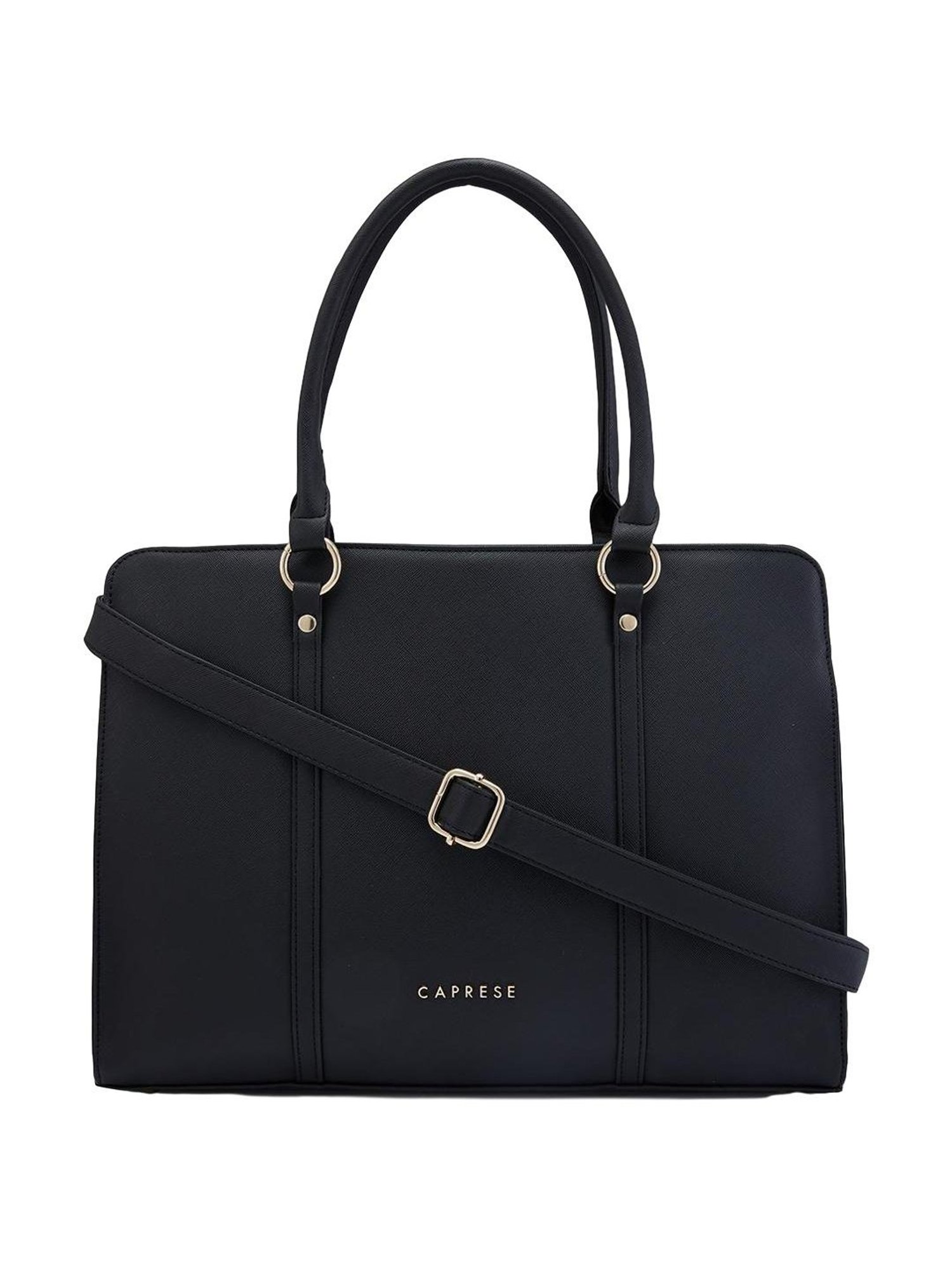 Buy Caprese Sienna Black Faux Leather Solid Laptop Totes Handbag Online At Best Price Tata CLiQ