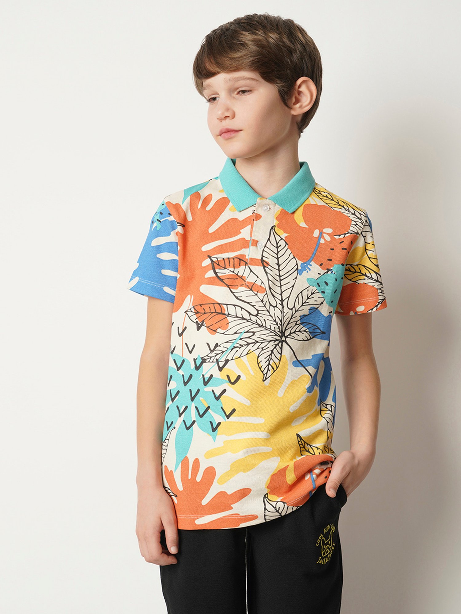 Buy Jack & Jones Junior Multicolor Printed Polo T-Shirt for Boys