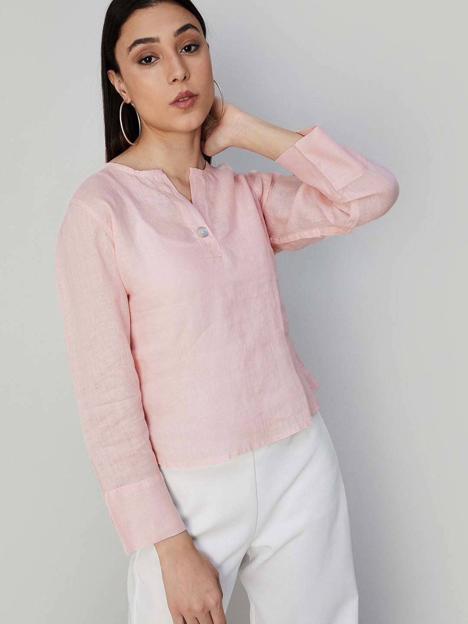 Buy Code by Lifestyle Pink Linen Top for Women Online @ Tata CLiQ
