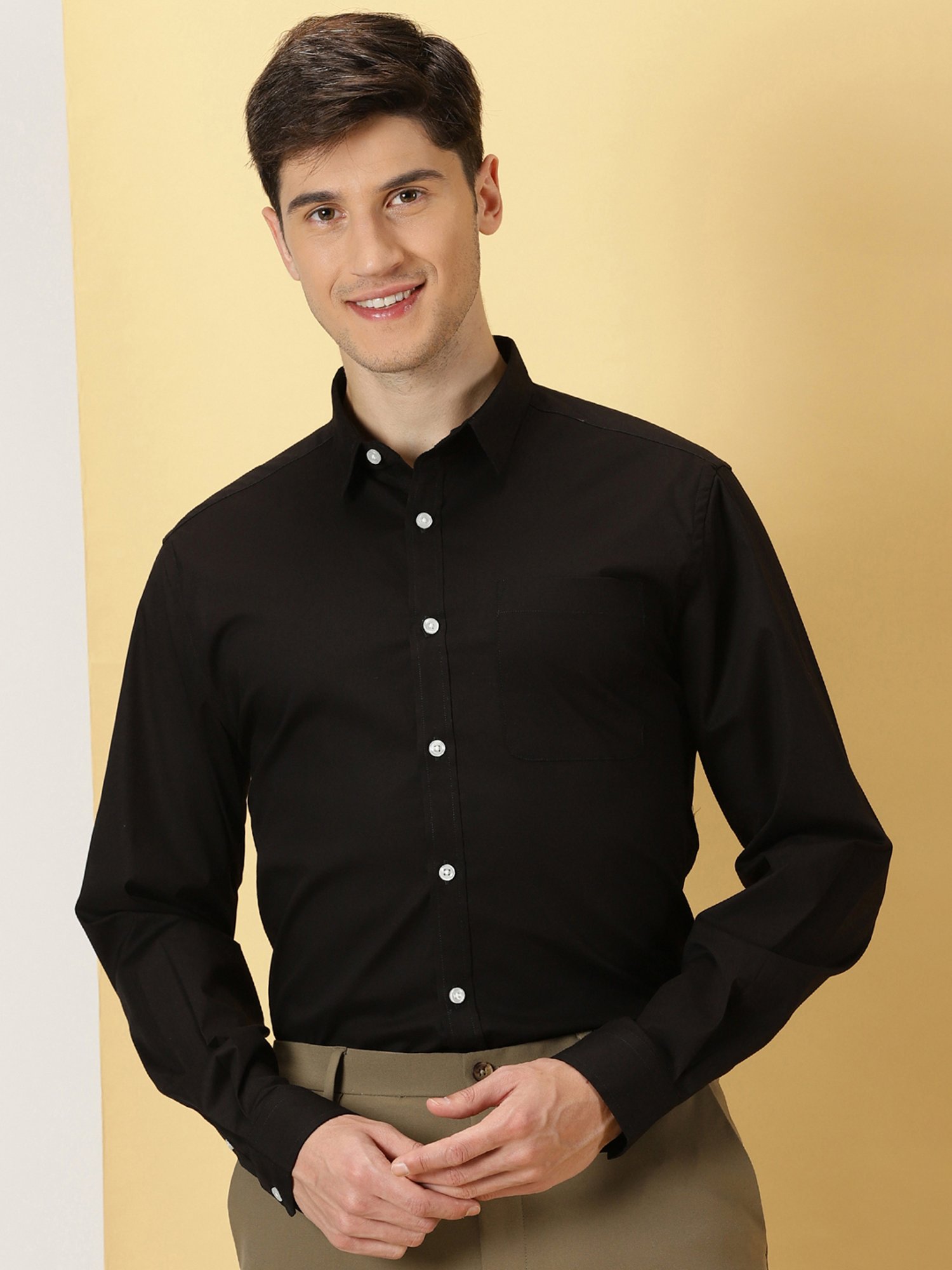 Buy Thomas Scott Winter Black Regular Fit Shirt for Men's Online