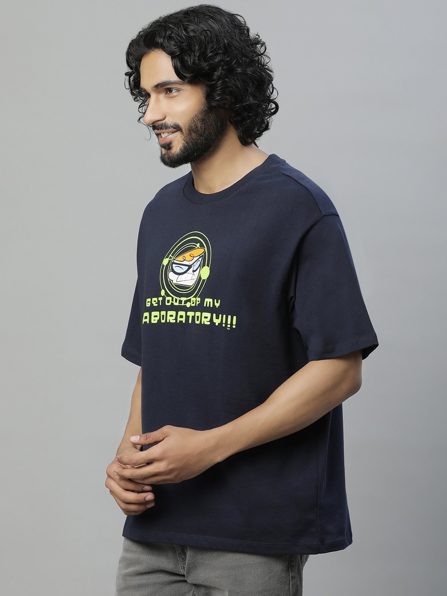 Buy Free Authority Navy Loose Fit Dexter'S Laboratory Crew T-Shirt