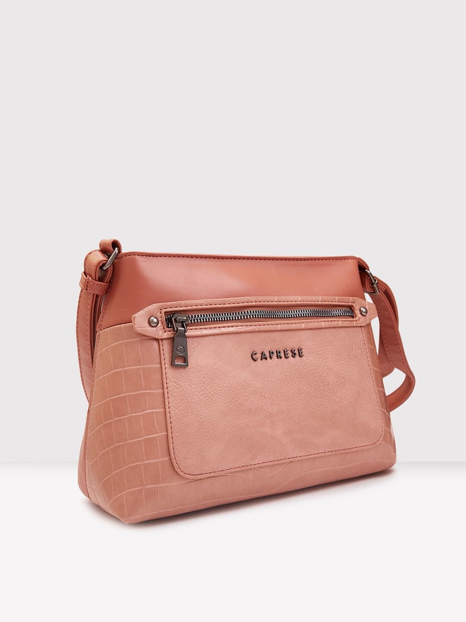 Caprese Nude Textured Medium Sling Handbag