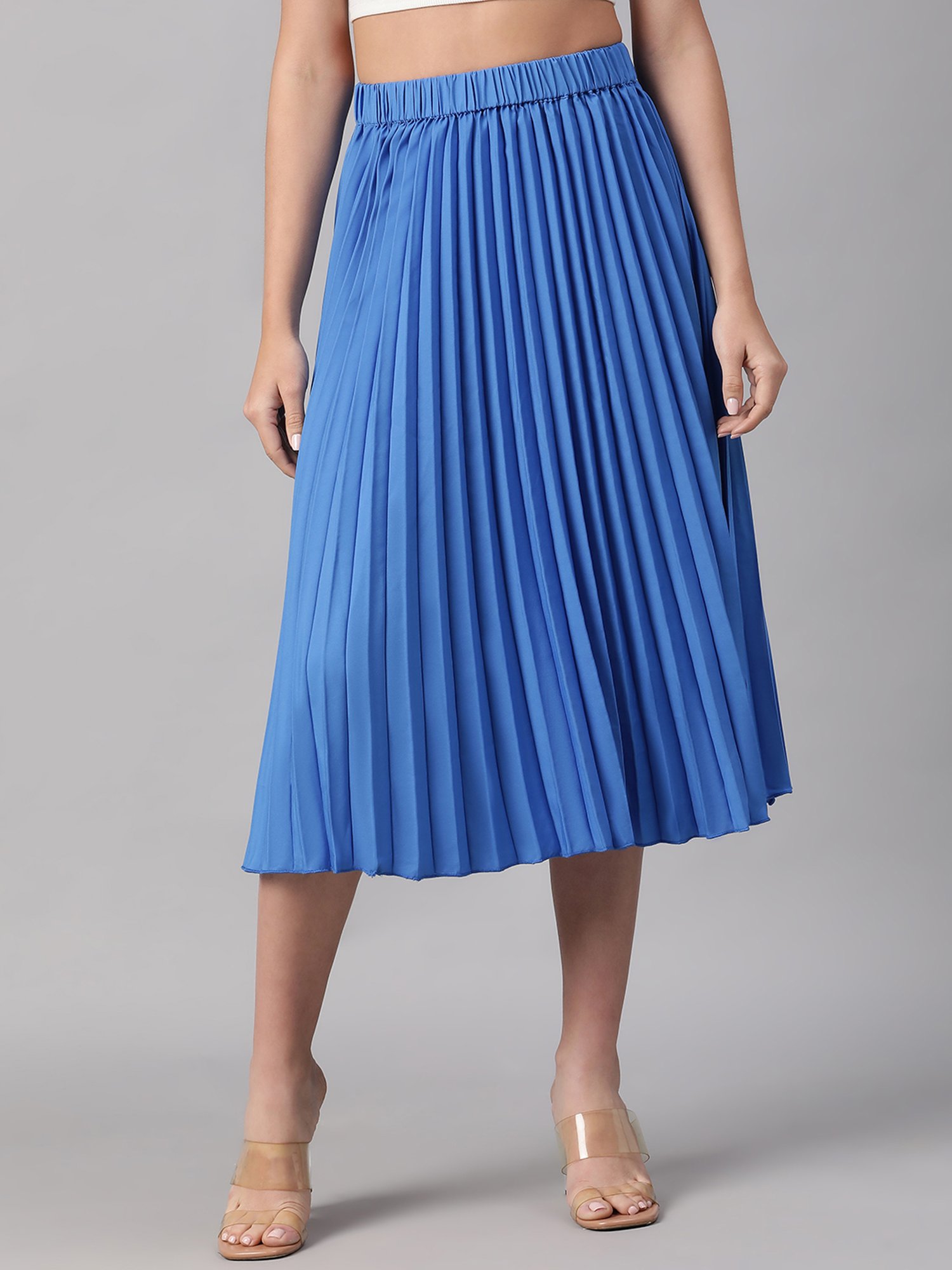 Oxolloxo Blue Cotton Midi Skirt