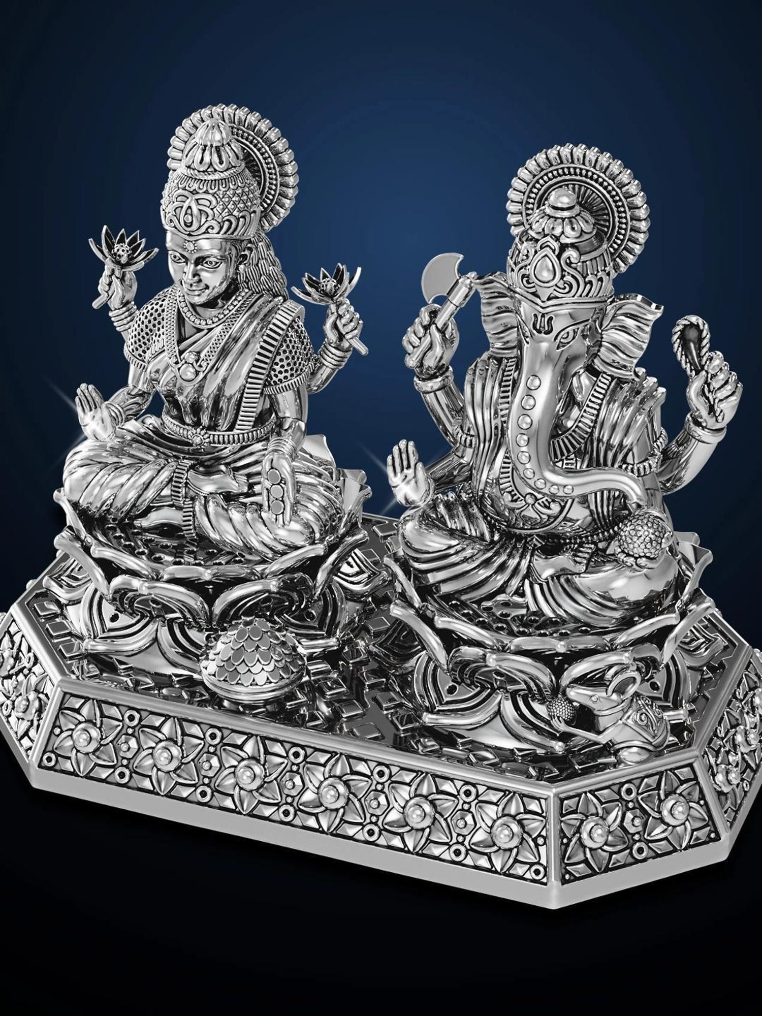 Buy Joyalukkas Sacred Lakshmi & Ganesha 925 Silver Idol - 58.17 gm