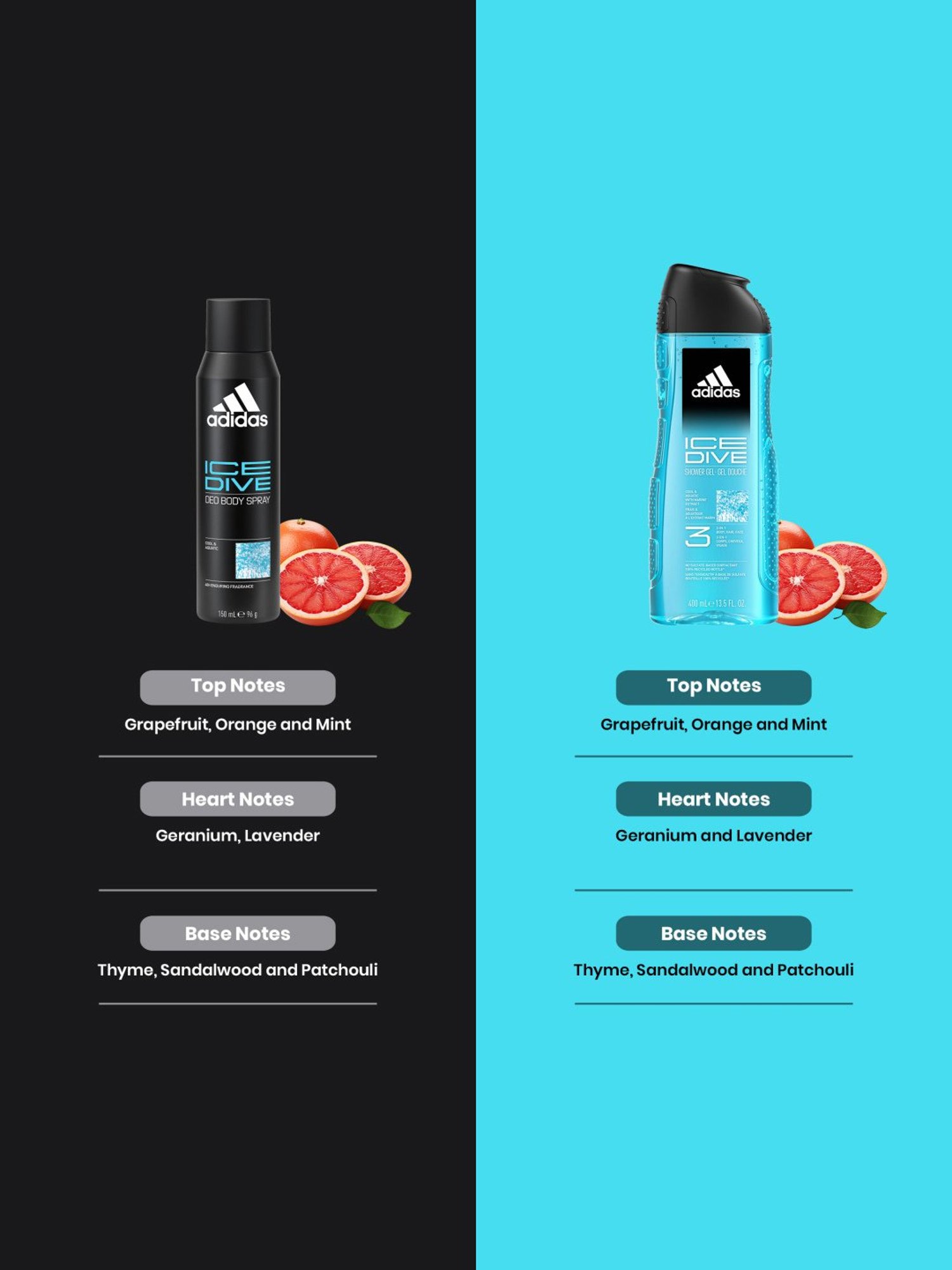 Buy ADIDAS Ice Dive Deo Spray 3 IN 1 Shower Gel Pack of 2 Online At Best Price Tata CLiQ