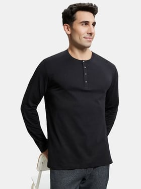 Buy Jockey Jet Black Regular Fit Henley T-Shirt for Men's Online