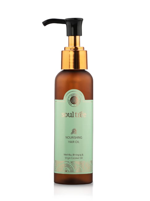 SoulTree Nourishing Hair Oil with Methika, Bhringraj & Virgin Coconut - 120 ml | Ayurvedic Hair Oil