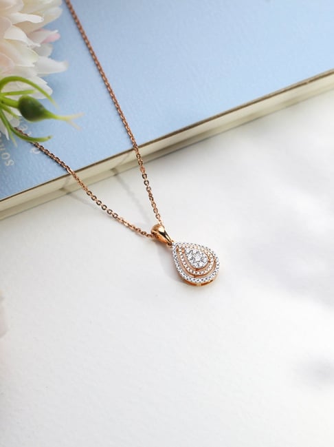 Malabar Gold and Diamonds 18k Rose Gold Diamond Mine Pendant without  Chain for Women