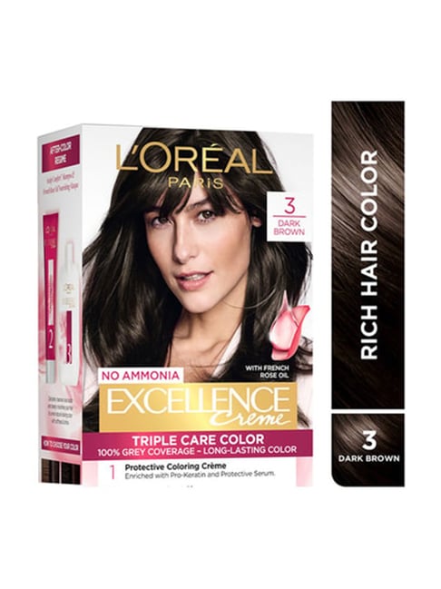 L'Oreal Paris Excellence Creme Triple Care Hair Colour 3 Dark Brown - 72 ml + 100 gm