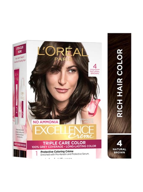 L'Oreal Paris Excellence Creme Triple Care Hair Color 4 Natural Brown 100 gm + 72 ml