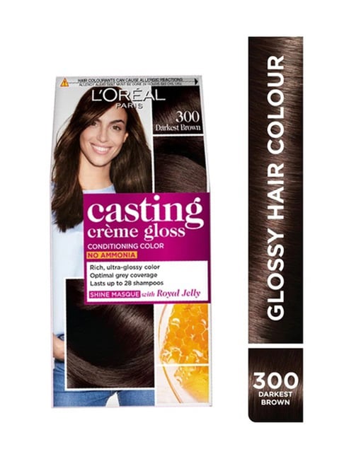 L'Oreal Paris Casting Creme Gloss Hair Color 300 Darkest Brown - 87.5 gm + 72 ml