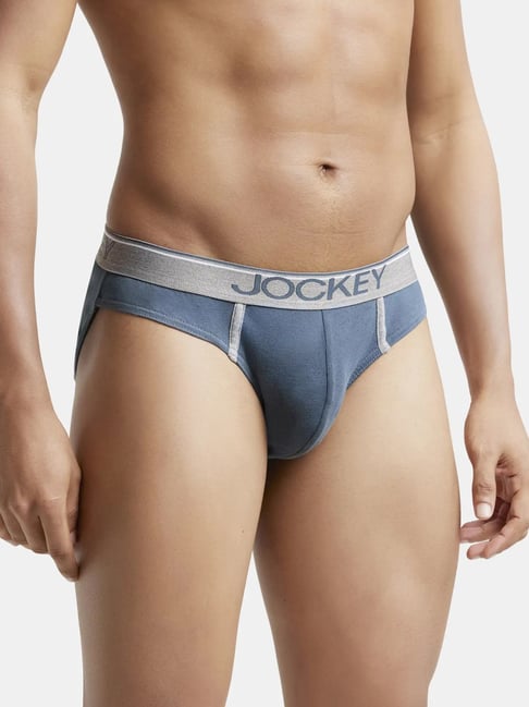 Buy Jockey Deep Slate Exposed Waistband Low Rise Briefs for Men
