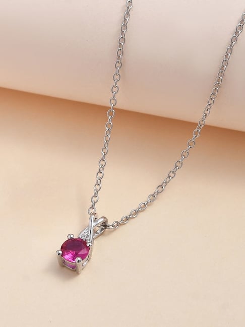 Sterling fashion Silver Ruby Necklace 18 inch chain