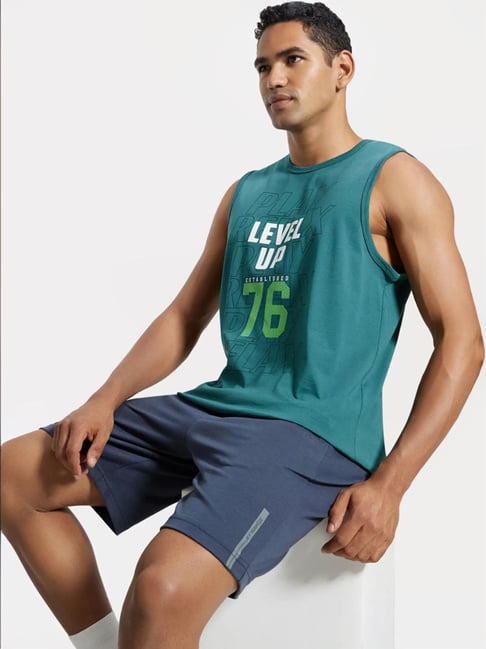 Jockey AM06 Green Super Combed Cotton Rich Muscle Vest (Prints May Vary)