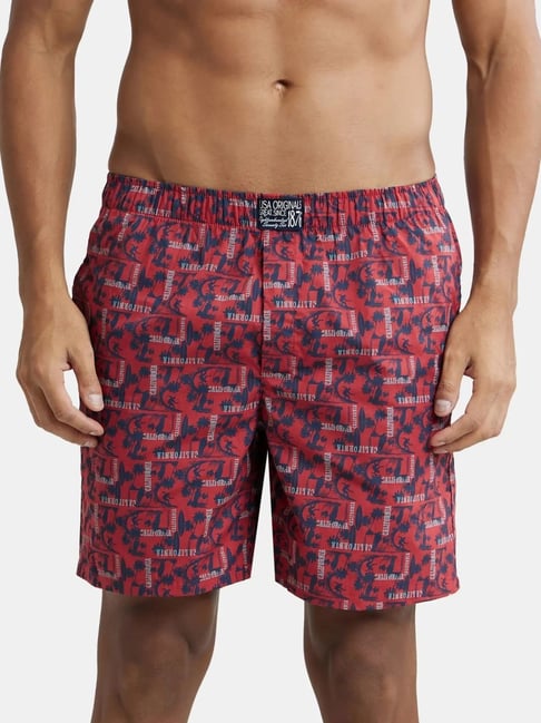 Buy Jockey Red Cotton Comfort Fit Printed Boxers for Mens Online Tata CLiQ