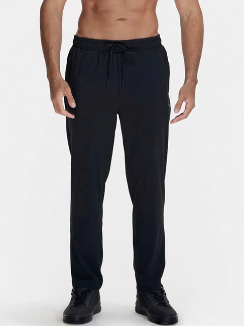 Jockey MV25 Black Microfiber Elastane Stretch Trackpants with Zipper Pocket & Stay Fresh Treatment