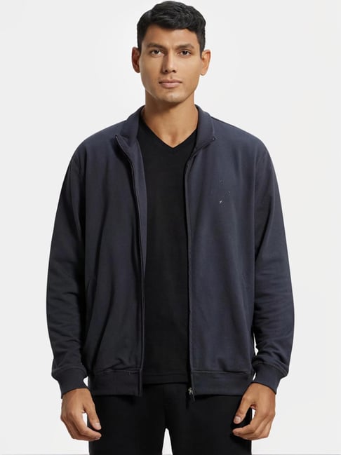 Jockey 2730 Smoke Grey Combed Cotton French Terry Jacket with Ribbed Cuffs & Convenient Side Pocket-picture-13
