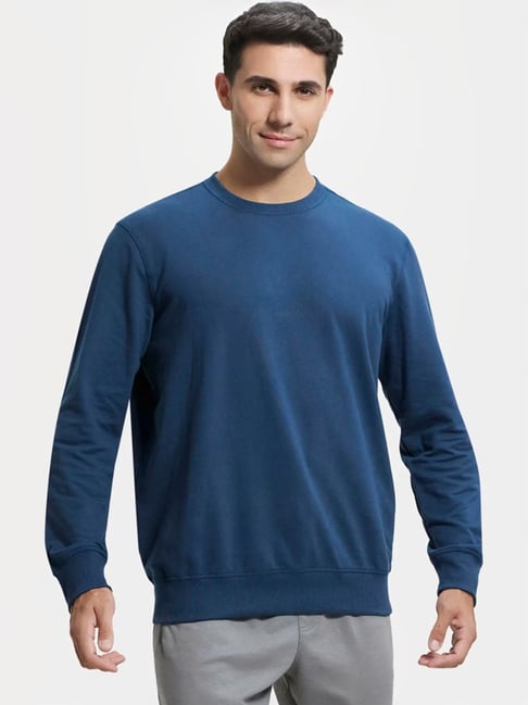 Buy Jockey Petrol Blue Regular Fit Round Neck Sweatshirt for Men's