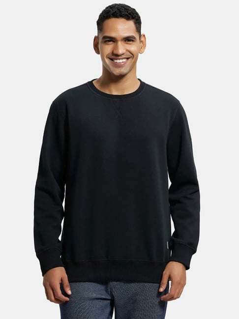 Buy Jockey Black Regular Fit Round Neck Sweatshirt for Men s Online Tata CLiQ