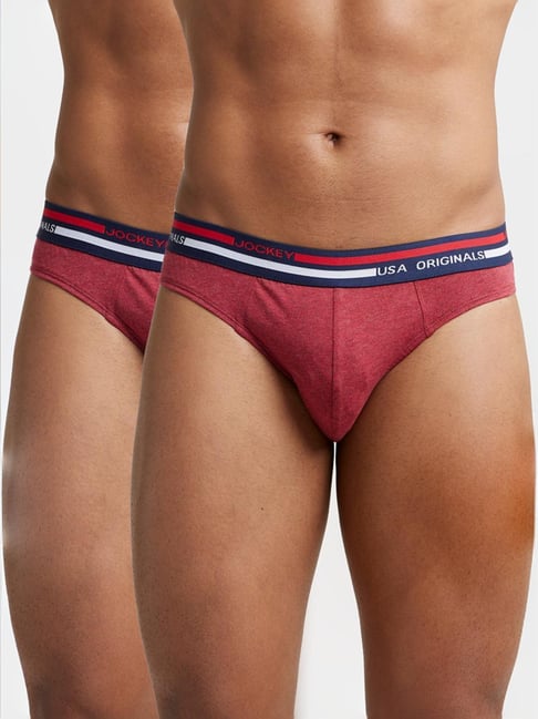 Buy Jockey Red Melange Briefs Pack of for Men's Online Tata CLiQ