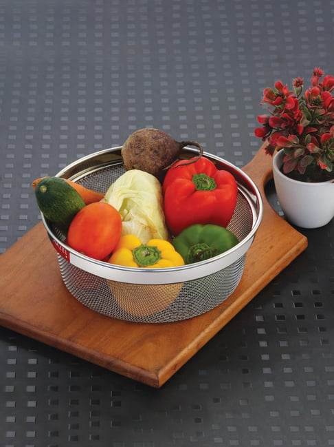 Buy HAZEL Silver Stainless Steel Strainer Basket (Dia: 19 cm) at