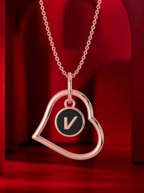 Malabar Gold and Diamonds 14k Gold Alphabet V Pendant for Women