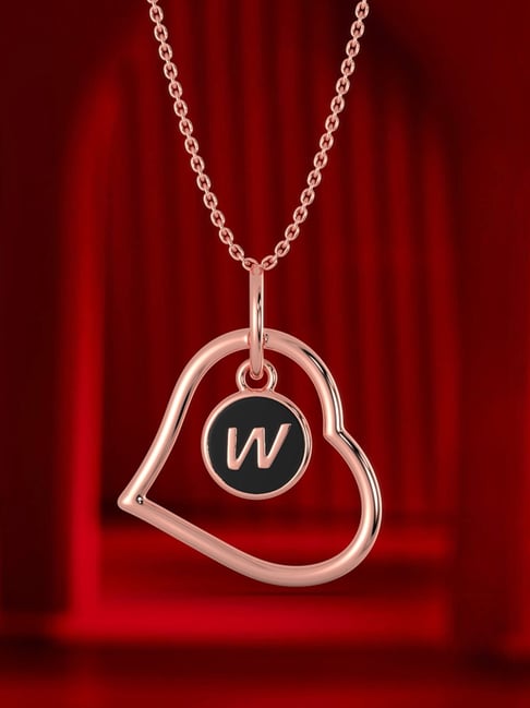 Malabar Gold and Diamonds 14k Gold Alphabet W Pendant for Women-picture-12