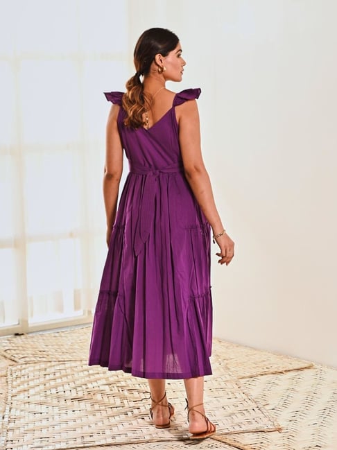 Moontara Purple WallFlower Cotton Sleeveless Maxi Long Dress