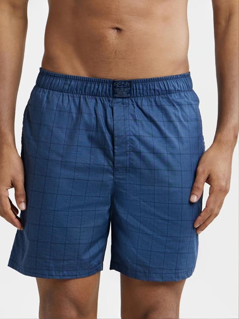 Jockey HG18 Blue Tencel Lyocell Cotton Boxer Shorts with Side Pocket-picture-38