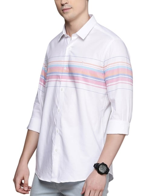 Simon Carter London White Striped Slim Fit Shirt