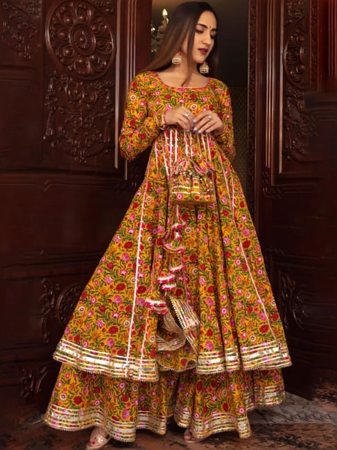 Buy Mastani Cotton Anarkali Kurta with Palazzo and Dupatta for Women Online  @ Tata CLiQ Luxury