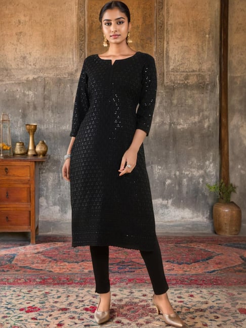 Buy Soch Black Embellished Straight Kurta for Women Online Tata CLiQ
