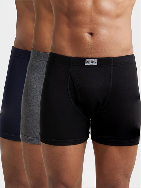 Jockey 8008 Men's Super Combed Cotton Rib Solid Boxer Brief (Pack of 3)