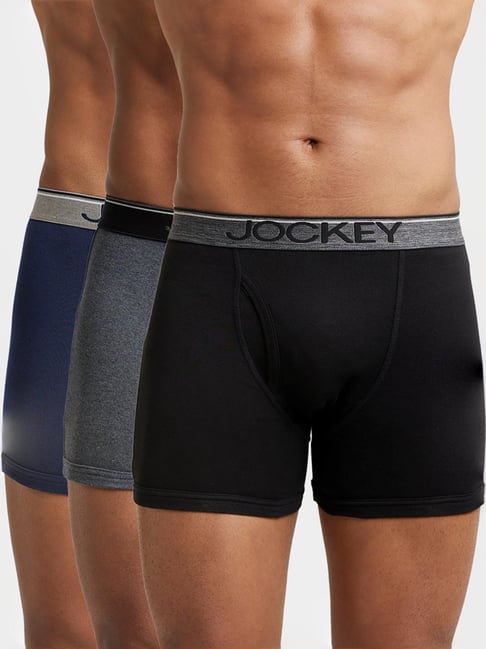 Jockey 8009 Men's Super Combed Cotton Rib Solid Boxer Brief with Ultrasoft Waistband (Pack of 3)