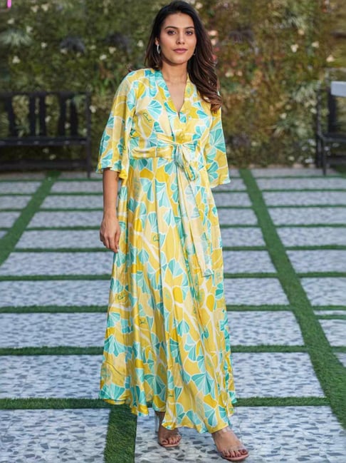 green emerald velvet dress Reggae Sunrise Rasta Maxi Dress main image 1