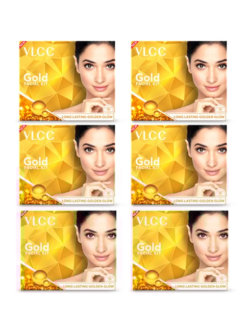 VLCC Gold Facial Kit for Luminous & Radiant Complexion - Pack of 6