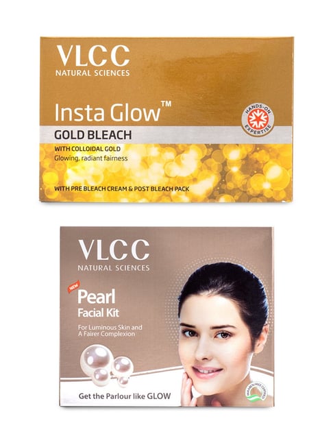 VLCC Pearl Facial Kit & Insta Glow Gold Bleach Combo