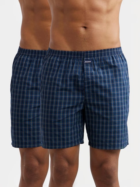 Jockey 1223 Men's Super Combed Mercerized Cotton Woven Checkered Boxer Shorts (Pack of 2)-picture-10